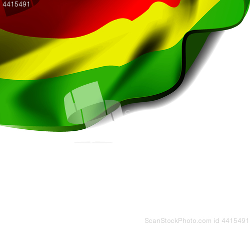 Image of Waving flag of Bolivia close-up with shadow on white background. Vector illustration with copy space