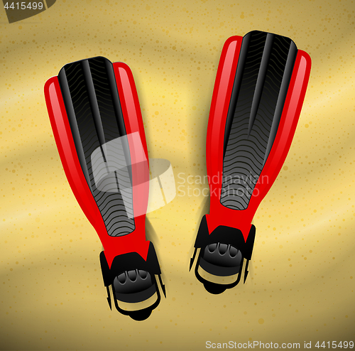 Image of Swimming flippers on the sand. Vector