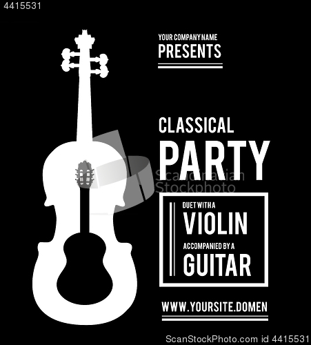 Image of Classical music party. Duet violin and guitar