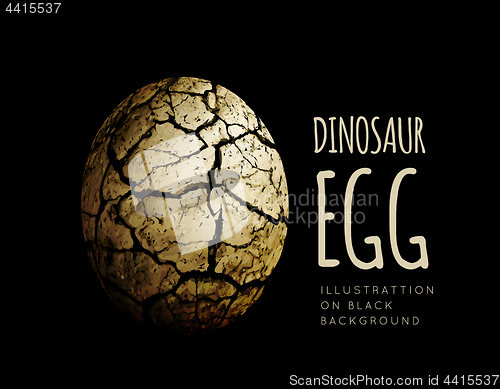Image of Egg of a dinosaur on a black background. Realistic vector illustration