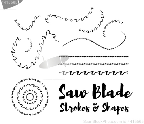 Image of Circular saw blade strokes and shapes vector on white background