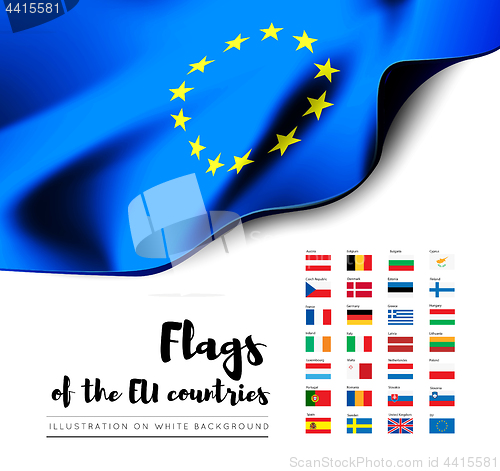 Image of Flags of the countries of the European Union. EU flags. Vector set
