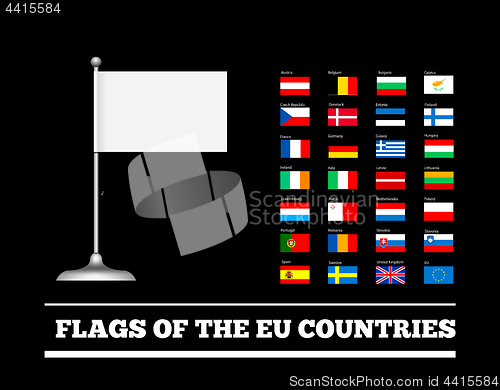 Image of Flags of the countries of the European Union. EU flags. Vector set