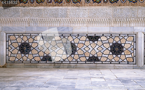 Image of Old Eastern mosaic on a wall, Uzbekistan