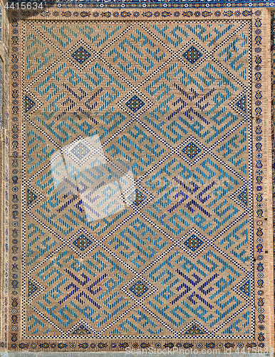 Image of Old Eastern mosaic on the wall, Uzbekistan