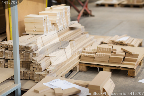 Image of wooden boards or fibreboards at woodworking plant