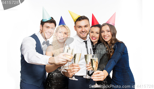 Image of friends with champagne glasses at birthday party