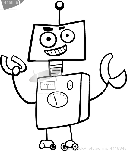 Image of robot cartoon character coloring book