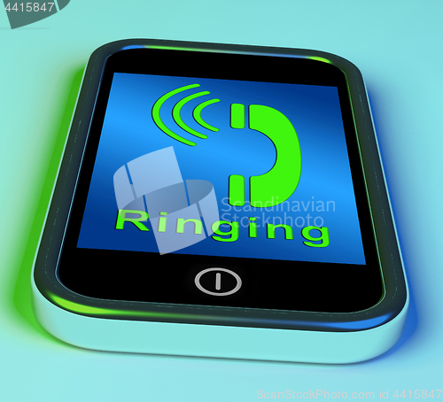 Image of Ringing Icon On A Mobile Phone Showing Smartphone Call