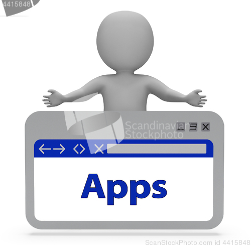 Image of Apps Webpage Means Application Software 3d Rendering