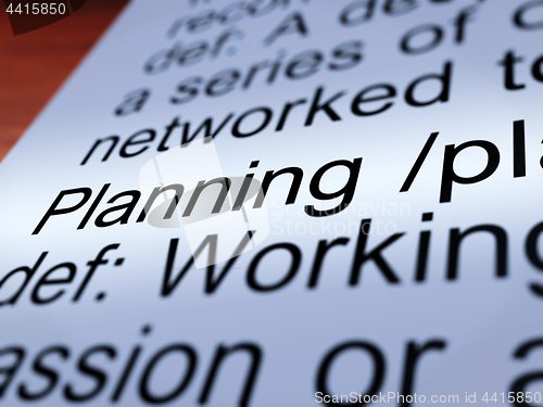 Image of Planning Definition Closeup Showing Organizing