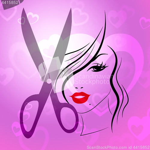 Image of Girls Haircut Represents Young Woman And Hairdo