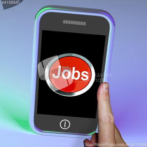 Image of Jobs Computer Button On Mobile Shows Work And Careers