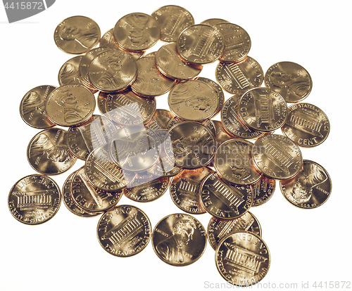 Image of Vintage Dollar coins 1 cent wheat penny cent