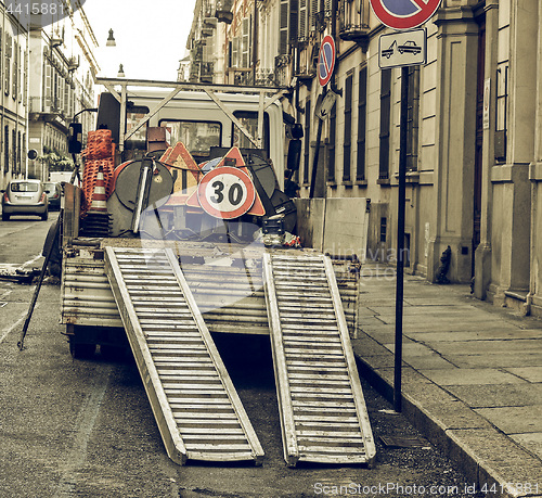 Image of Vintage looking Roadworks signs