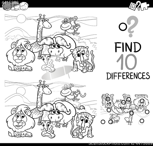 Image of difference game with safari animals