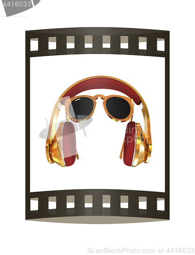 Image of Sunglasses and headphone for your face. 3d illustration. The fil