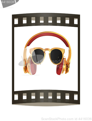 Image of Sunglasses and headphone for your face. 3d illustration. The fil