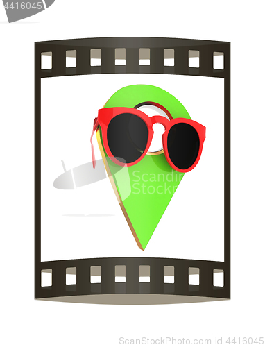 Image of Glamour map pointer in sunglasses. 3d illustration. The film str