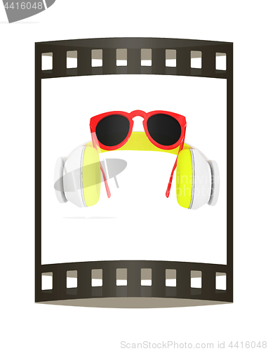 Image of Sunglasses and headphone for your face. 3d illustration. The fil