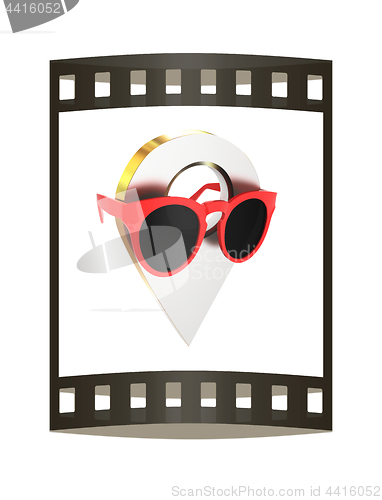 Image of Glamour map pointer in sunglasses. 3d illustration. The film str