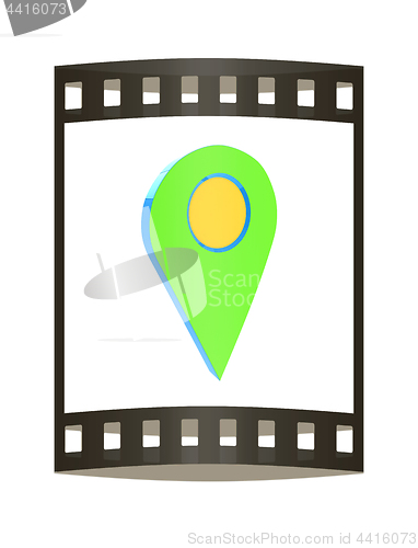 Image of Realistic 3d pointer of map. 3d illustration. The film strip.
