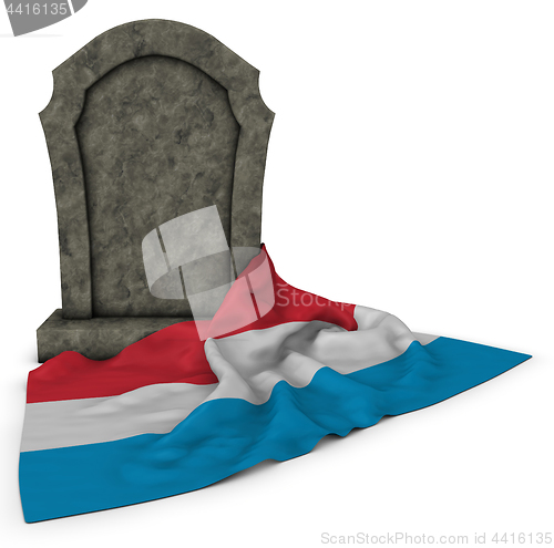 Image of gravestone and flag of luxembourg