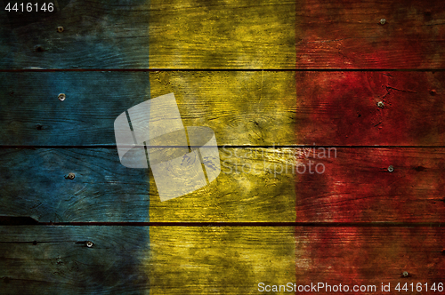 Image of flag romania on wood