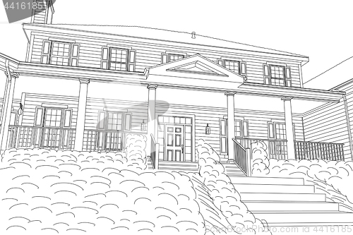 Image of Beautiful Custom House Drawing on a White Background.