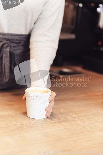 Image of Barista, cafe, making coffee, preparation and service concept