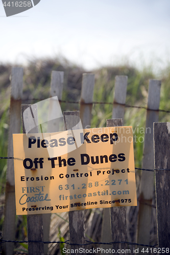 Image of editorial keep off dunes sign Montauk