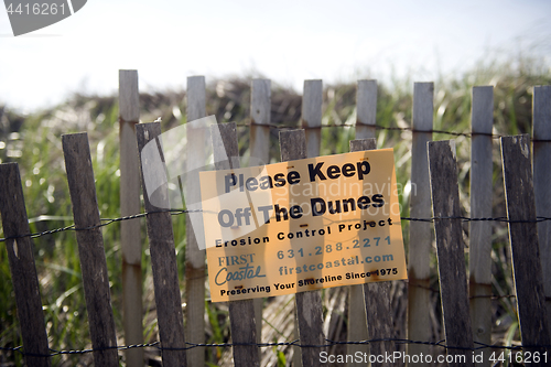 Image of editorial keep off dunes sign Montauk, New York