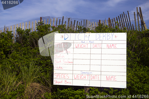 Image of fishing contest sign Montauk New York