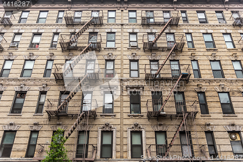 Image of A fire escape of an apartment building in New York city