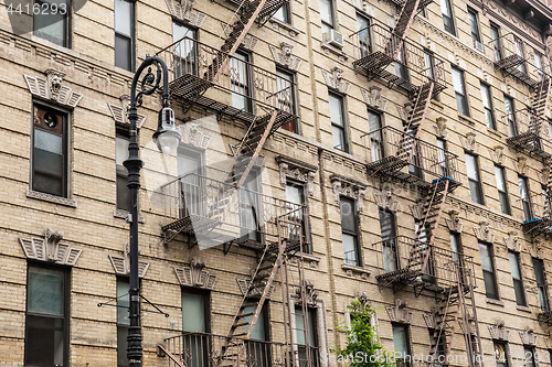 Image of A fire escape of an apartment building in New York city