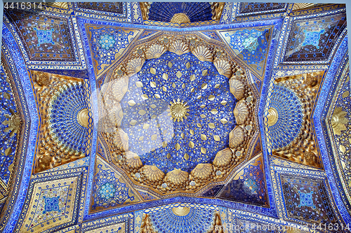 Image of SAMARKAND, UZBEKISTAN - MAY 04, 2014: Ceiling of Aksaray mausoleum
