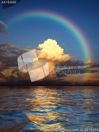 Image of rainbow over the ocean