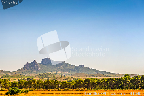 Image of Panoramic view to the mountains in motion