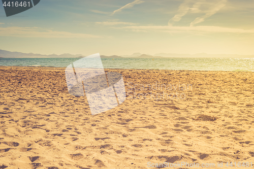 Image of European sandy beach and blue sea, Mar Menor