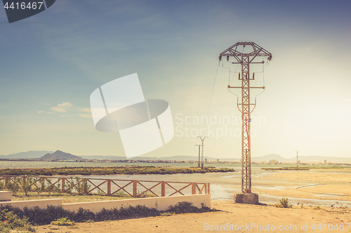 Image of High voltage pole in the sea