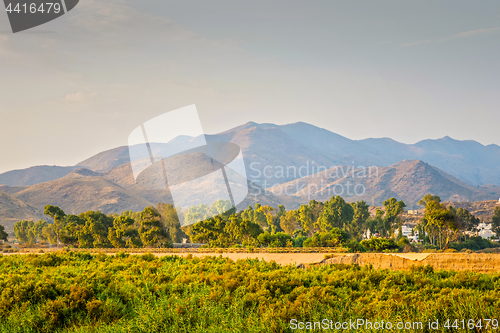 Image of Serene landscape with road in natural park, Almeria