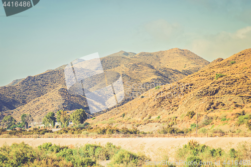 Image of Serene landscape with road in natural park, Almeria