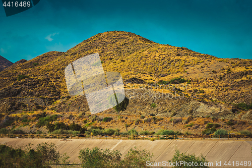 Image of Serene landscape with road in natural park, Almeria