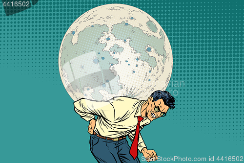 Image of Man carries big moon