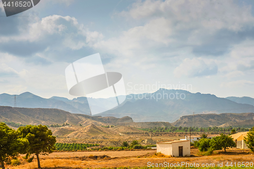 Image of Panoramic view to the mountains in motion