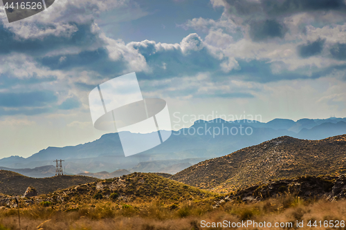 Image of Panoramic view to the mountains in motion