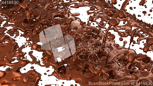 Image of Chocolate or cocoa coffee splashes and droplets