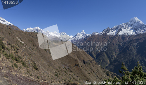 Image of Everest Lhotse Thamserku and Ama Dablam in Nepal