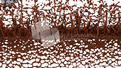 Image of Melted chocolate or cocoa coffee splashes and droplets