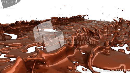 Image of Melting chocolate or cocoa coffee splashes and droplets